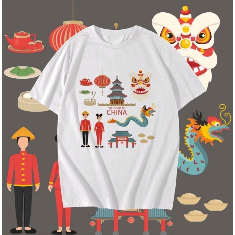 BAJU - KAOS SUVENIR CHINA LABEL MADE IN CHINA KAOS DISTRO UNTUK OLEH-OLEH - TSHIRT CHINA ART SOUVENI