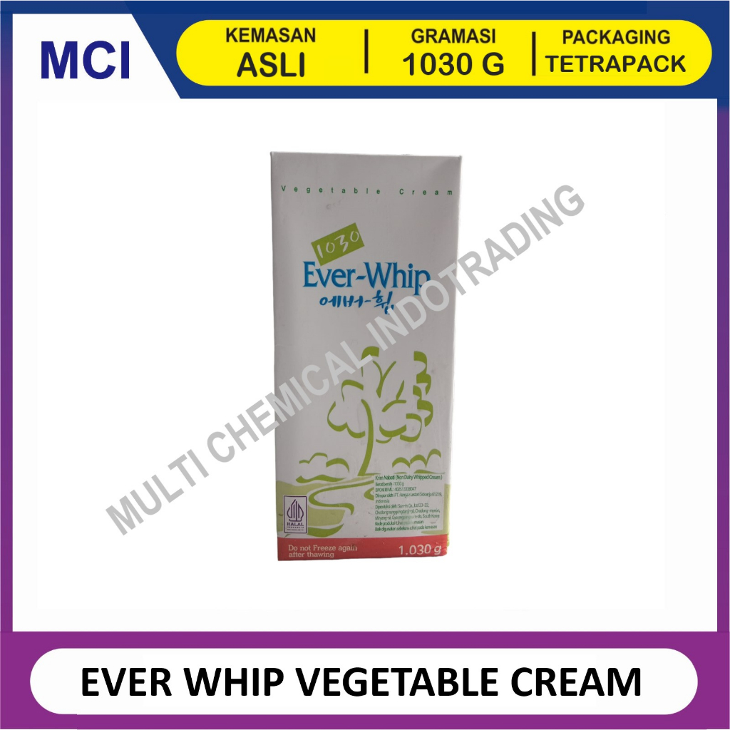 

EVER WHIP VEGETABLE CREAM KRIM MASAK NABATI VEGAN EVERWHIP SUGAR FREE 1030 GR