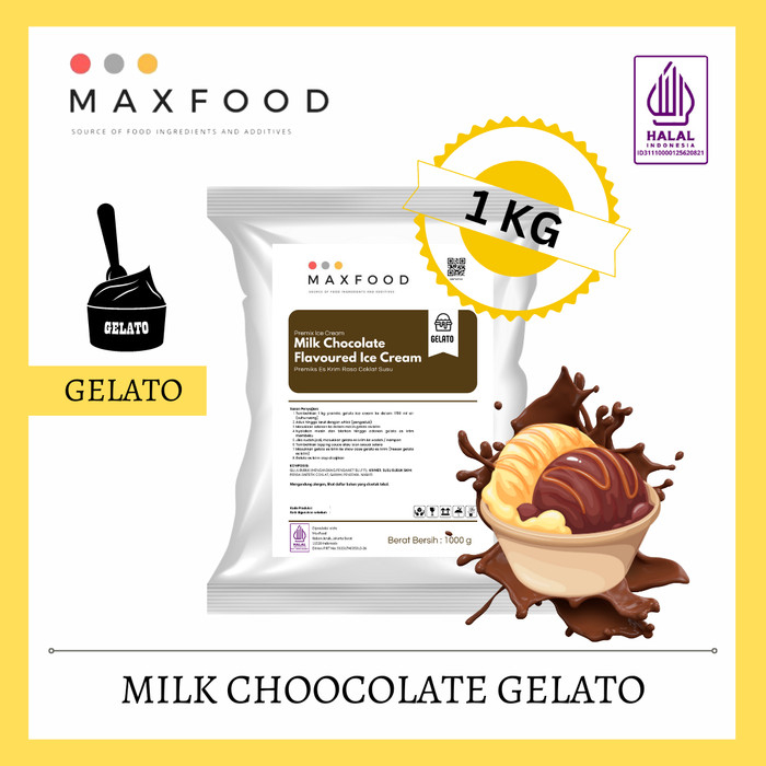 

1Kg Gelato Powder Milkchocolate / Bubuk Gelato Rasa Cokelat Susu