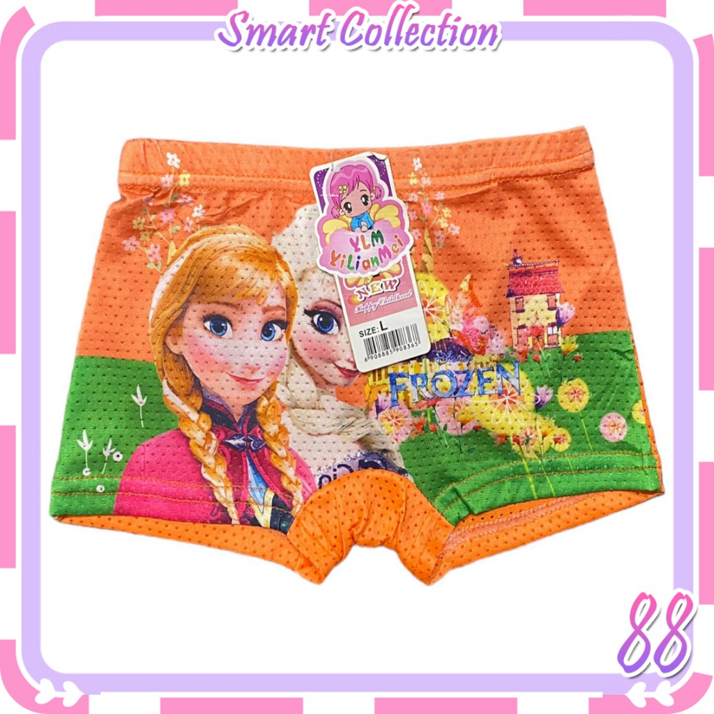 SC✌CP1458C Celana Pendek Boxer Anak Unisex Celana dalam CD katun Motif Cantik Kartun Elsa Anna Frozen Lucu (Motif C)