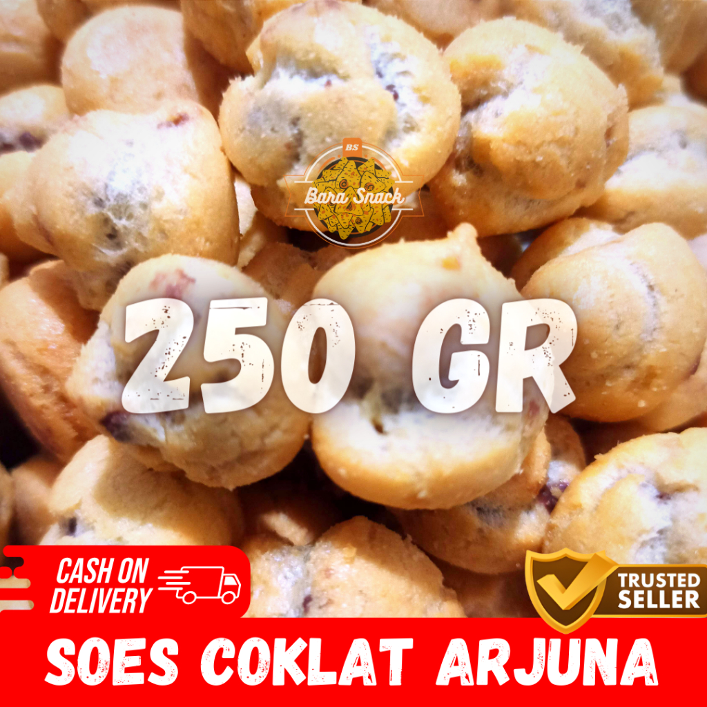 

[ 250gr ] Soes Coklat Premium / Sus Kering Coklat Cap Arjuna / Camilan Snack Kiloan Murah