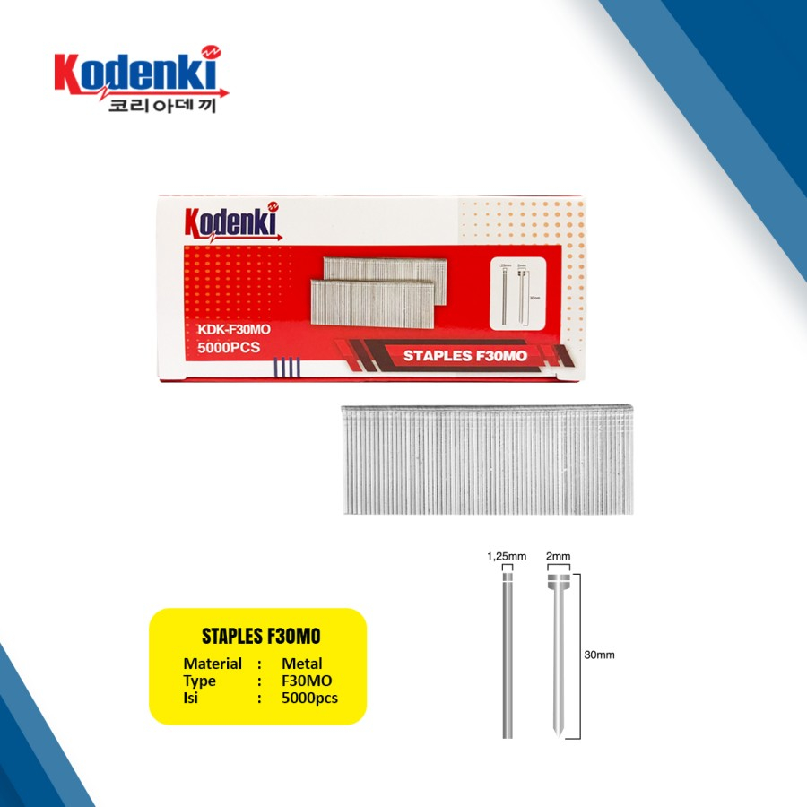 

KODENKI Isi Paku Tembak F30 - Refill Air Nailer Staples Finish Nail