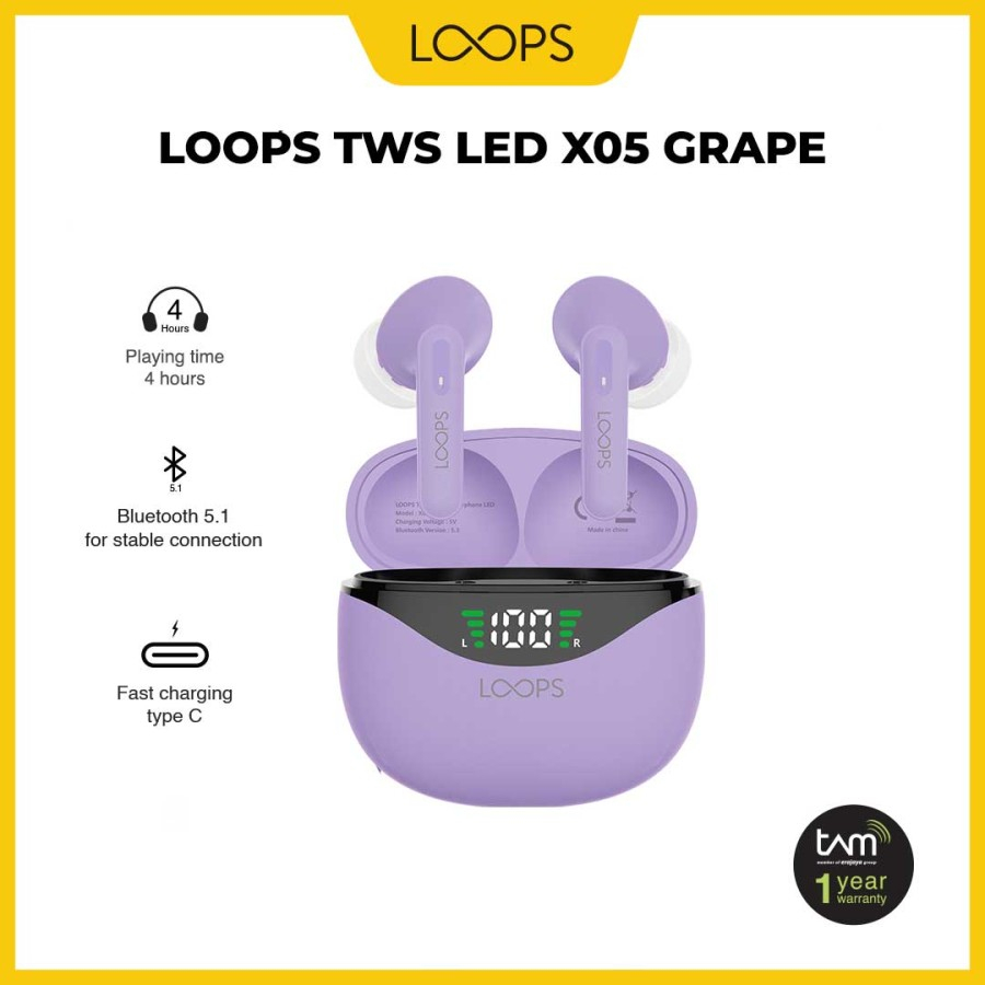 LOOPS TWS LED X05 TWS BLUETOOTH - Grape