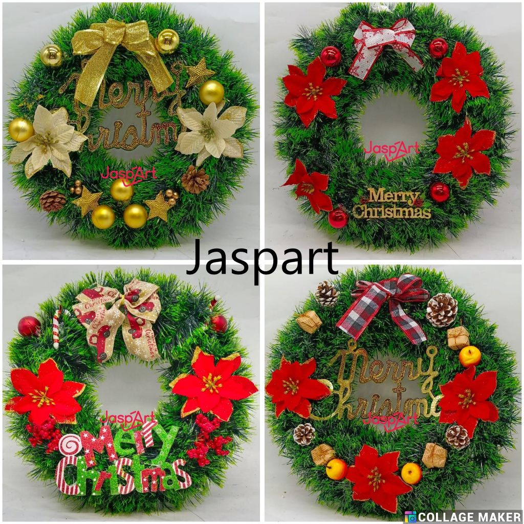 Krans Natal Besar / Christmas Wreath Hiasan Pintu Rumah Dekorasi Natal Cantik Garland Pintu Natal