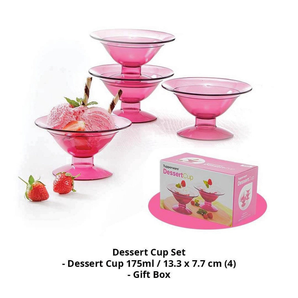 Tupperware Dessert Cup 4 Pcs Set Wadah Ice Cream Salad Camilan Snack