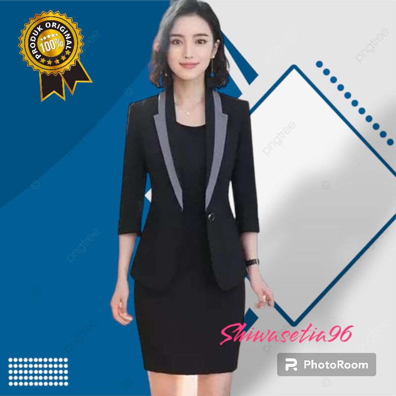 Setelan Jas Blazer Wanita Slimfit 2in1/satu Setel Jas Rok Formal wanita