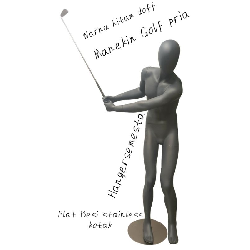 MANEKIN FULLBODY PRIA GOLF HITAM /PUTIH DOFF POSE SPORT GOLF MEWAH