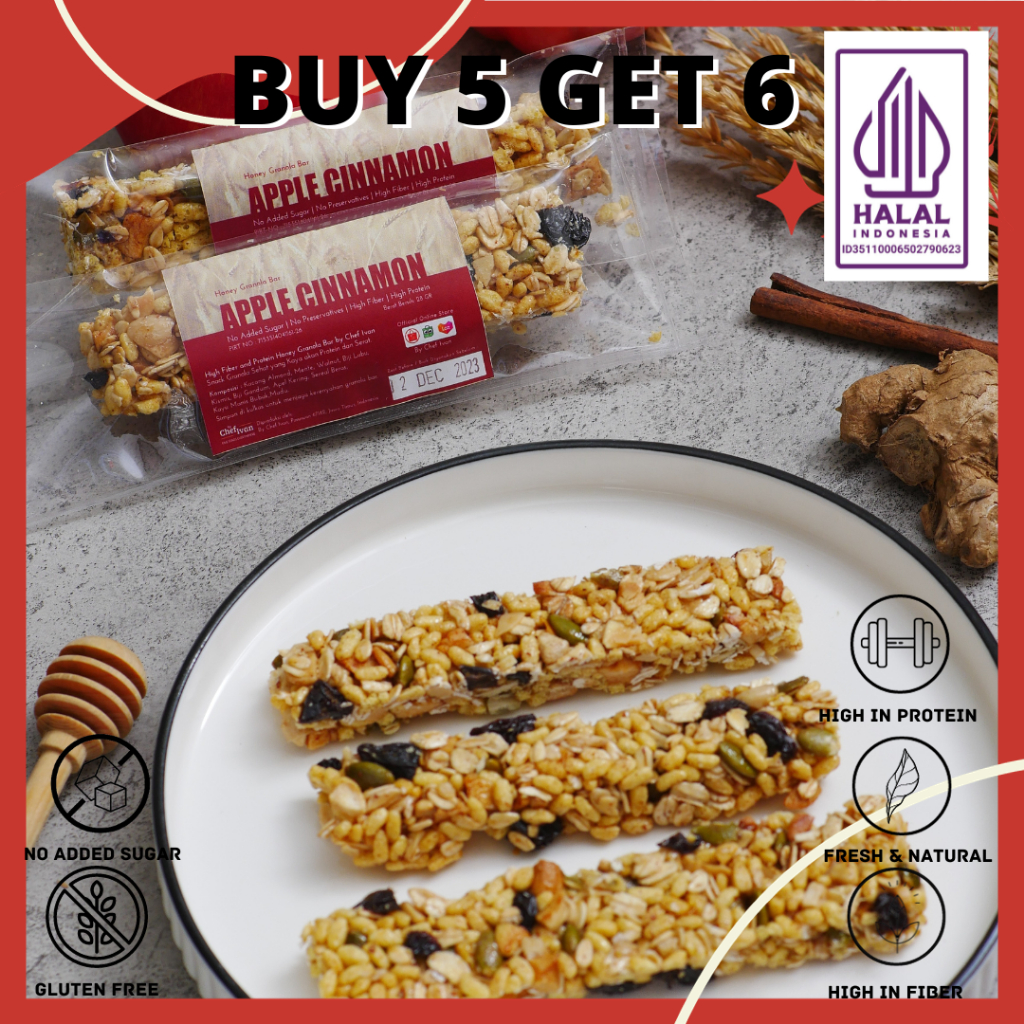 

Granola Bar Cemilan Diet Cemilan Sehat APPLE CINNAMON