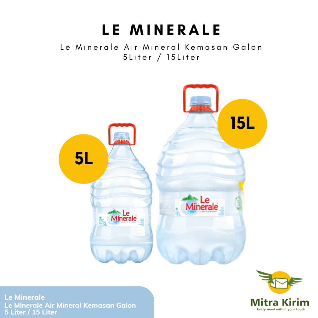 

Le Minerale Air Mineral Galon 5 Liter / 15 Liter Khusus Instan Sameday