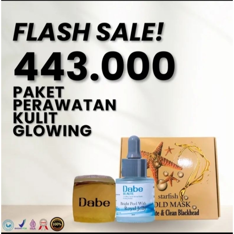 DABE BEAUTE PAKET EXFOLIASI PEELING SERUM ROYAL JELLY/DNA SALMON JELL/STARFIST GOLD MASK/MASKER BINT