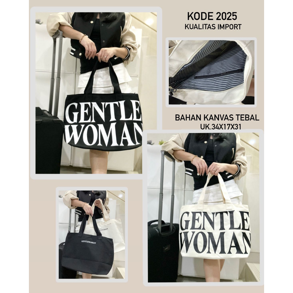 Tas Wanita Tote Bag Bahan Kanvas Import