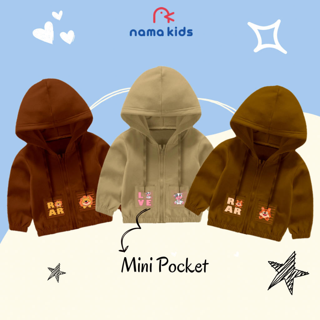 NEW JAKET ANAK Jacket Zipper Pocket Anak BAYI SWEATER ANAK SABLON KARAKTER HEWAN ANIMAL SWEATER