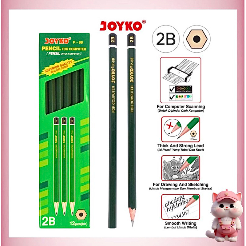 

N126 Pensil 2B Joyko P-88 Hijau (Satuan)