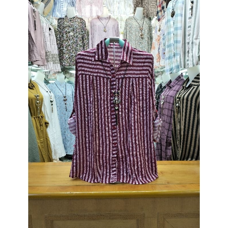 KEMEJA KATUN RAYON MOTIF GARIS GARIS B 388