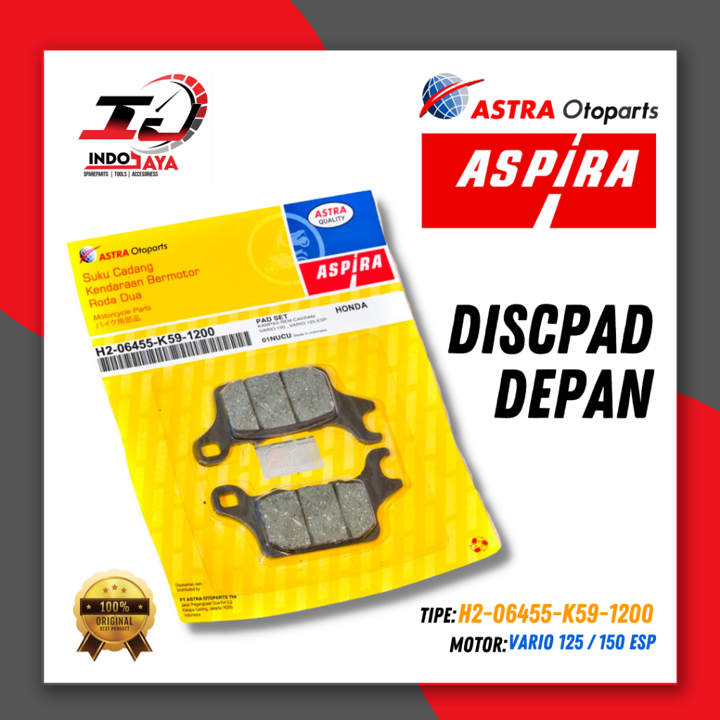 [BAYAR DI TEMPAT] ASPIRA DISCPAD KAMPAS REM DEPAN VARIO 125 / 150 ESP DISPAD / DISPED FRONT / H2-064