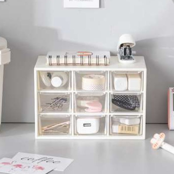 Kotak laci 9 sekat kotak perhiasan aksesoris mini kotak penyimpanan serbaguna laci mini laci aksesor