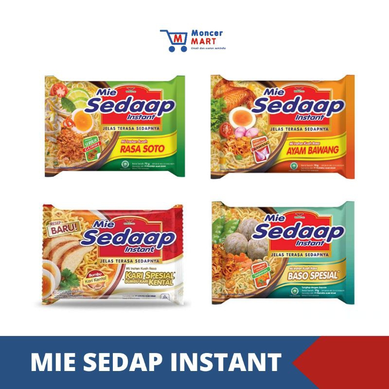 

Mie Sedap Instan Kuah | Rasa Soto | Rasa Ayam Bawang | Rasa Kari Spesial | Rasa Baso