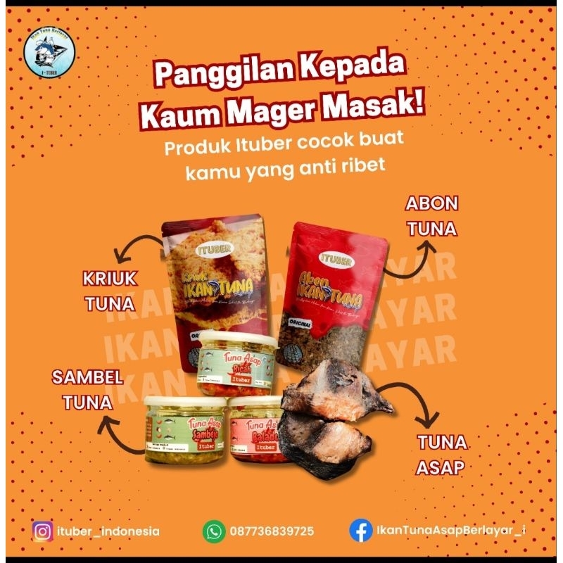 

Paket Olahan Tuna Asap/Abon Tuna Asap/Sambal Tuna Asap Ricah/Sambal Balado/Sambal Ijo/Kriuk Tuna Asap