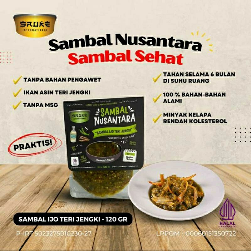 

Sambal ijo Instan Teri Jengki Siap Saji Tanpa Pengawet Sambal Nusantara Halal - SAMBAL IJO TERI JENGKI SAUKE INTERNASIONAL