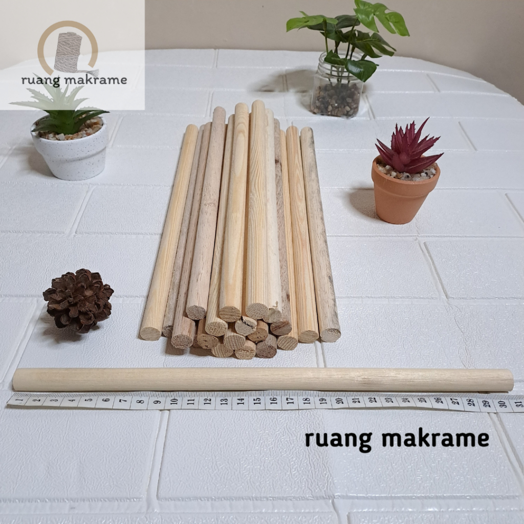 dowel bulat ukuran diameter 13mm panjang 30cm kayu untuk membuat hiasan dinding makrame macrame wall