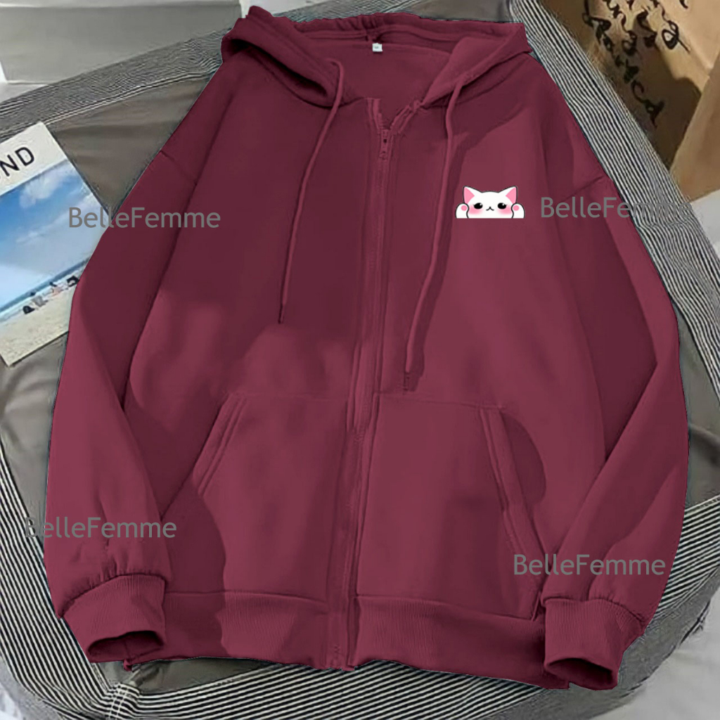 jaket hoodie couple pasangan bestie wanita dewasa face cat l xl xxl xxxl xxxxl 3xl 4xl jaket zipper 