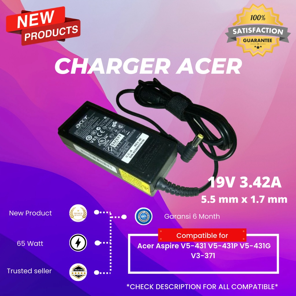 Adaptor Charger Laptop Acer Aspire V5-431 V5-431P V5-431G V3-371