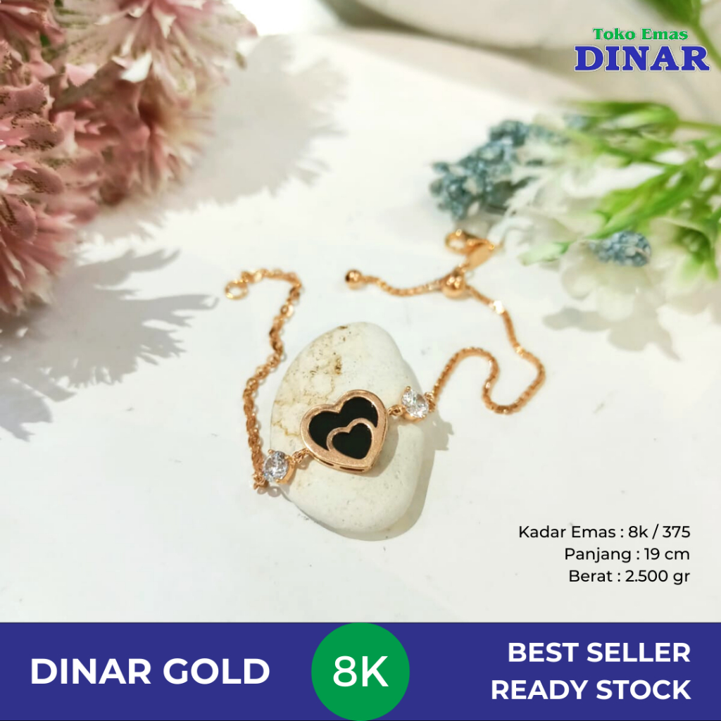 GELANG RANTE SIEM BT AD + CAT MODEL SERUT SLEP - EMAS MUDA - KADAR 375/8K