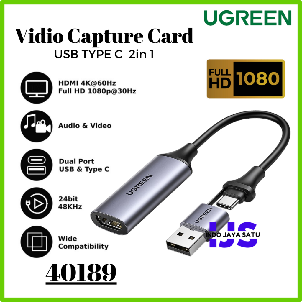 UGREEN Video Capture Card HDMI USB A Type C HD 4K 60Hz Mac Windows Android Record Streaming Live
