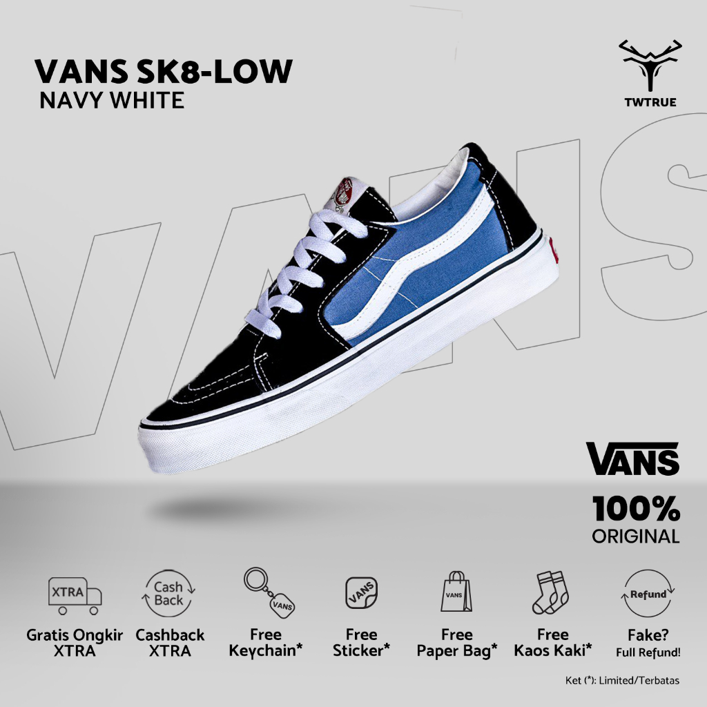 Sepatu Vαns | Vαns Sk8 Low Navy White | Vαns | Vαns Sk8 Low | Original