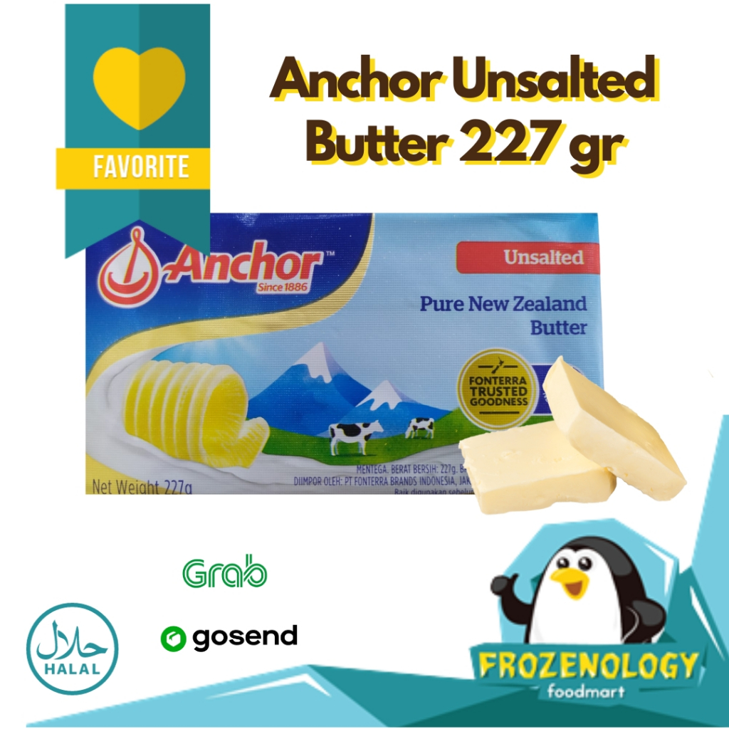 

GRA Anchor Unsalted butter 200gr Mentega Tawar Import Halal
