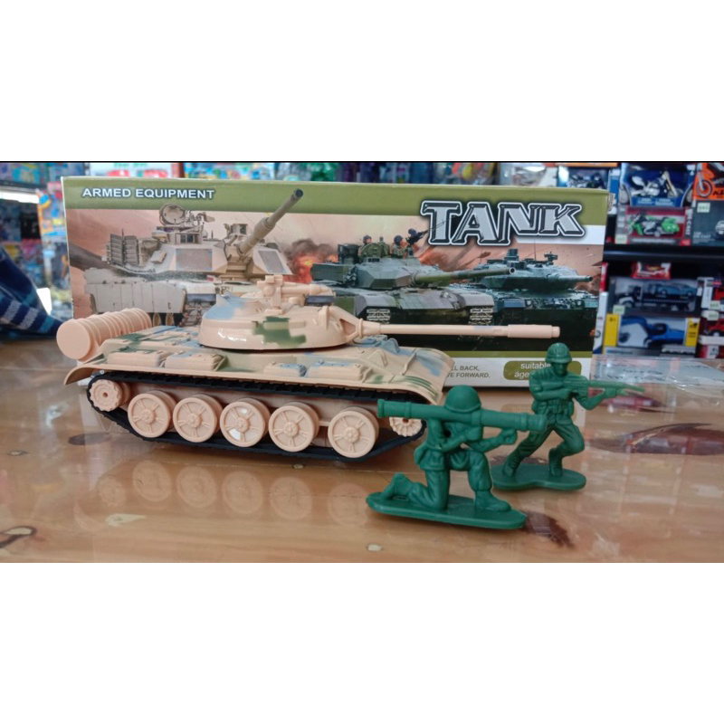 MAINAN MOBIL DIECAST DC TANK MILITER ALLOY BESI 13CM PULLBACK