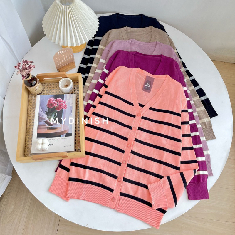 Maury Cardigan Rajut Wanita Motif Garis