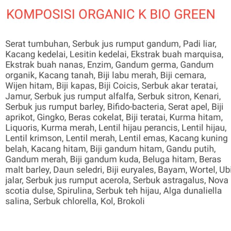 Suplemen Diet Organik Bio green K link Original
