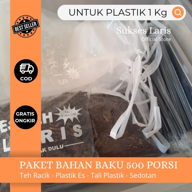 

PAKET BAHAN BAKU DAN KEMASAN 500 PORSI / TEH RACIK / TEH WASGITEL / TEH TUBRUK / Plastik Es / Sedotan