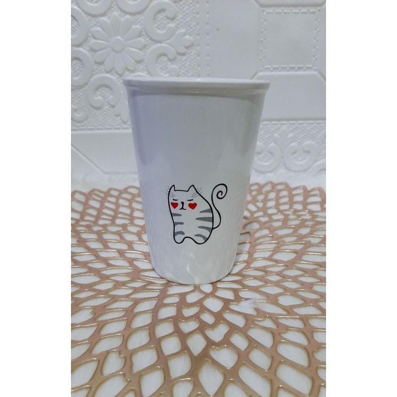 Mug Keramik - Tumbler Mug Dengan Motif Assorted Cats Series tanpa tutup.