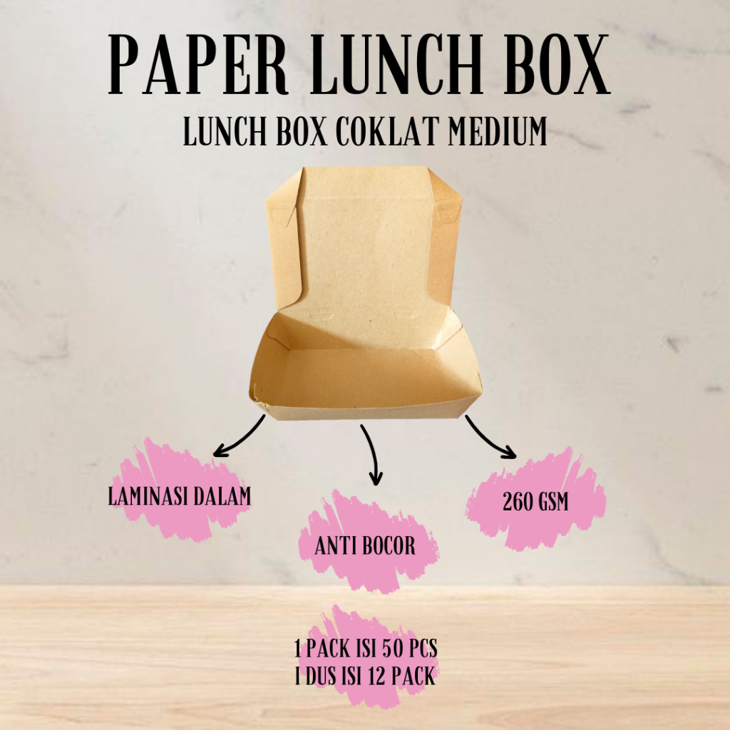 PAPER LUNCH BOX KRAFT COKLAT MEDIUM