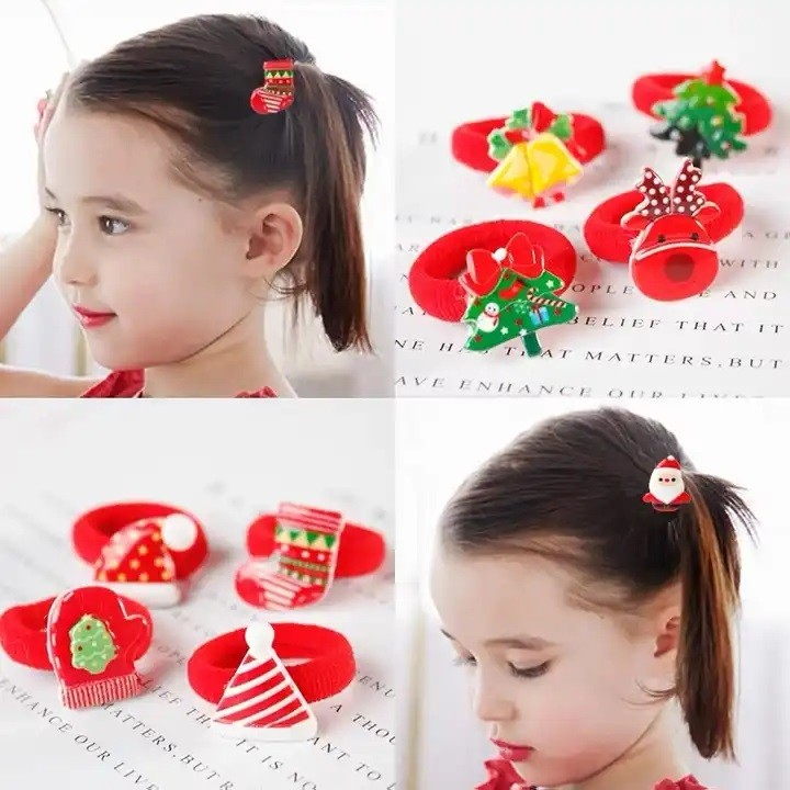 ikat rambut natal karet rambut anak natal aksesoris natal santa