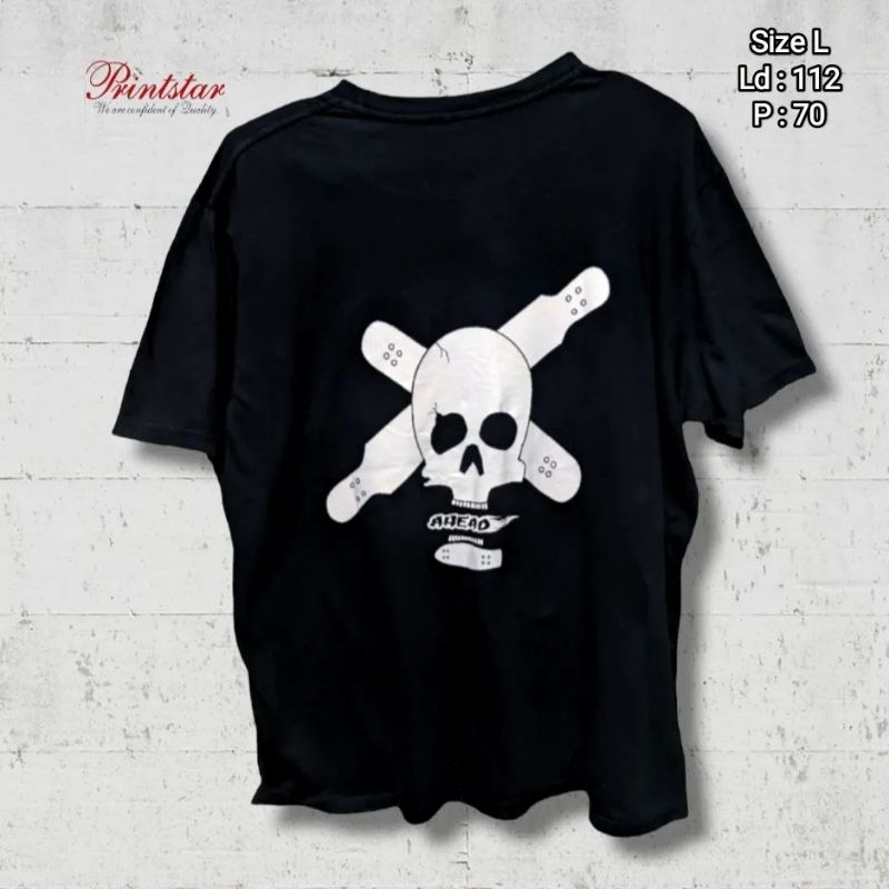 Kaos Printstar Hitam Back Logo Tengkorak Original Second Preloved