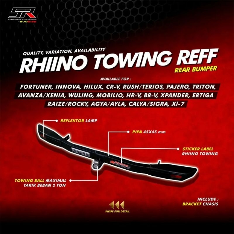 Tow Hitch New Rhino Sporty by Sunrise - tanduk bumper belakang Avanza Xenia 2006-2011 - Bumper Avanz