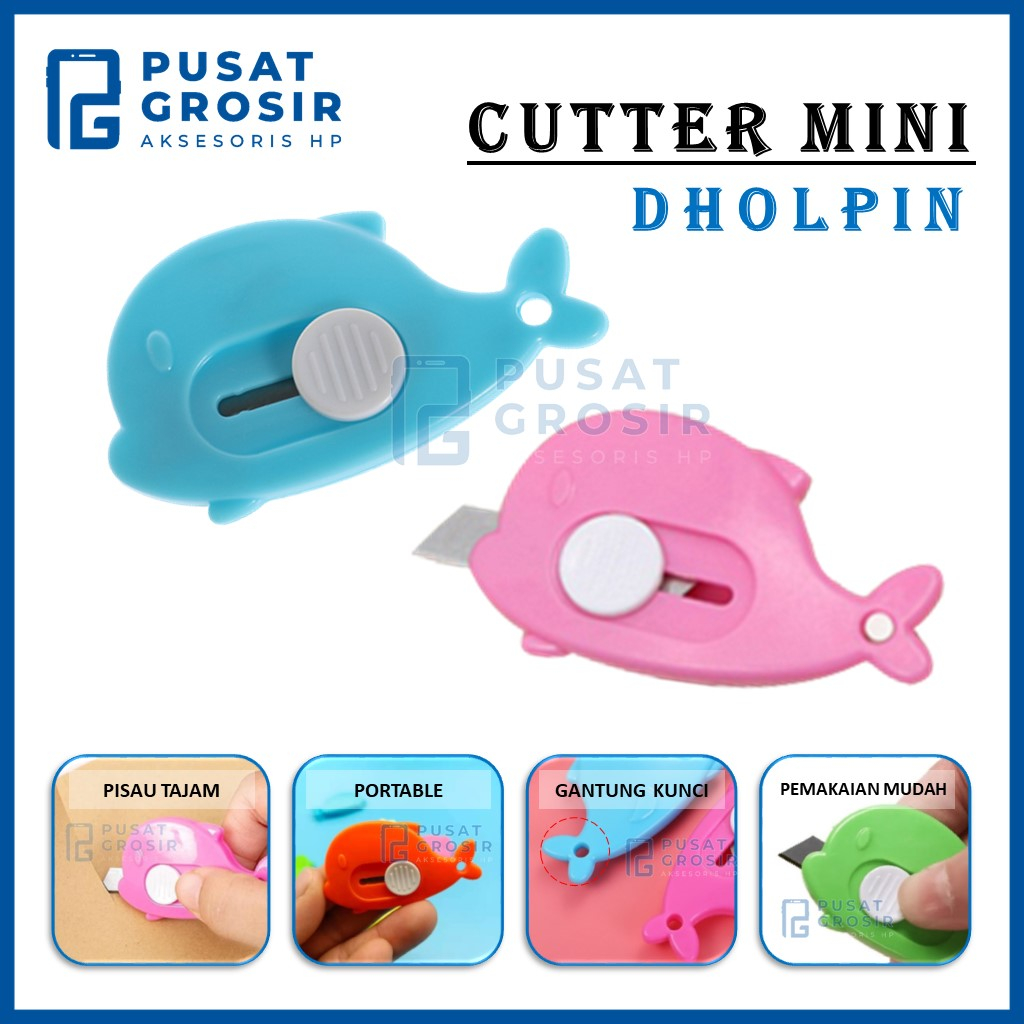 

Cutter Mini Dolphin Pisau Kater kecil Alat Pemotong Kertas Kardus Piso Karakter Portable Mudah Dibawa Kemana saja