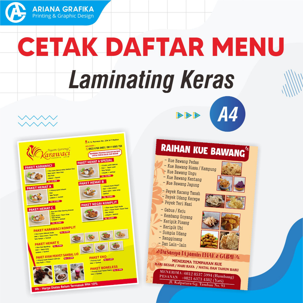 

Cetak Menu Makanan dan Minuman