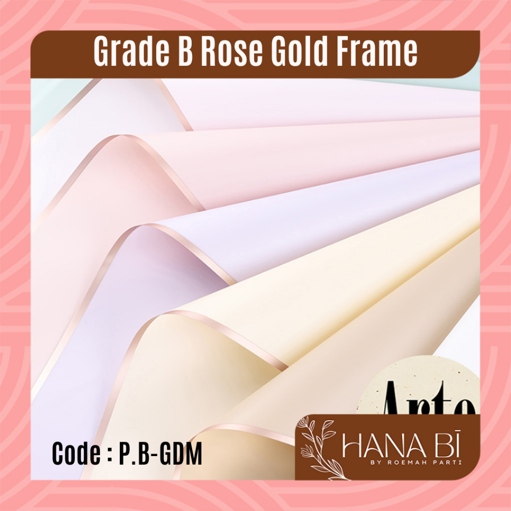 

20 Lembar Cellophane Rose Gold Frame Grade B Ori Sinowrap Border Bouquet Bingkai Jelly Film List Kertas Buket Korea Bunga Flower P.B-GDM