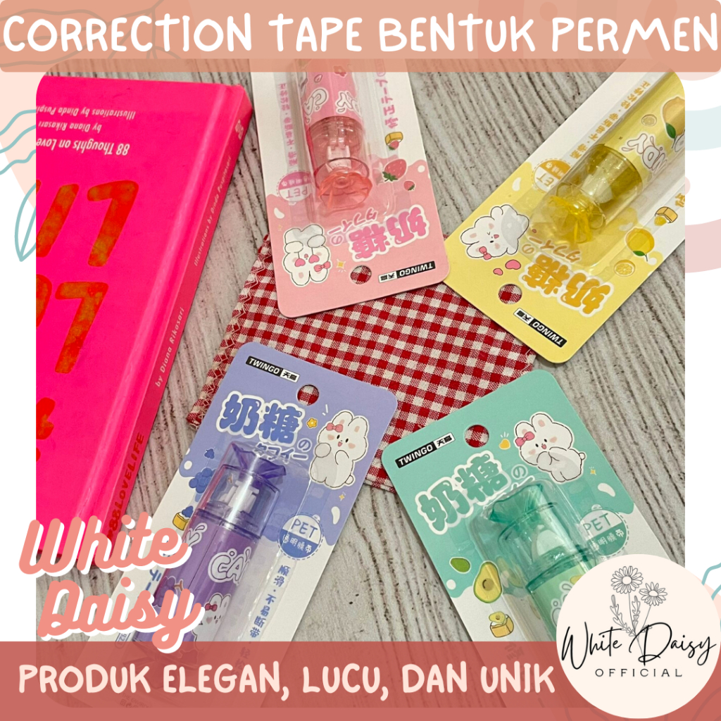 

Correction tape bentuk permen premium unik lucu alat tulis imut hadiah