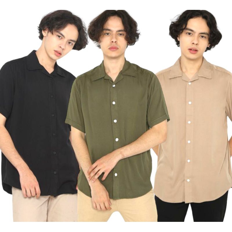Kemeja Pria | Kemeja Rayon Polos Pria Pantai
