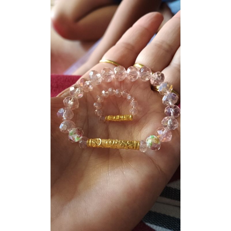 gelang kristal bambu perak sepuhan