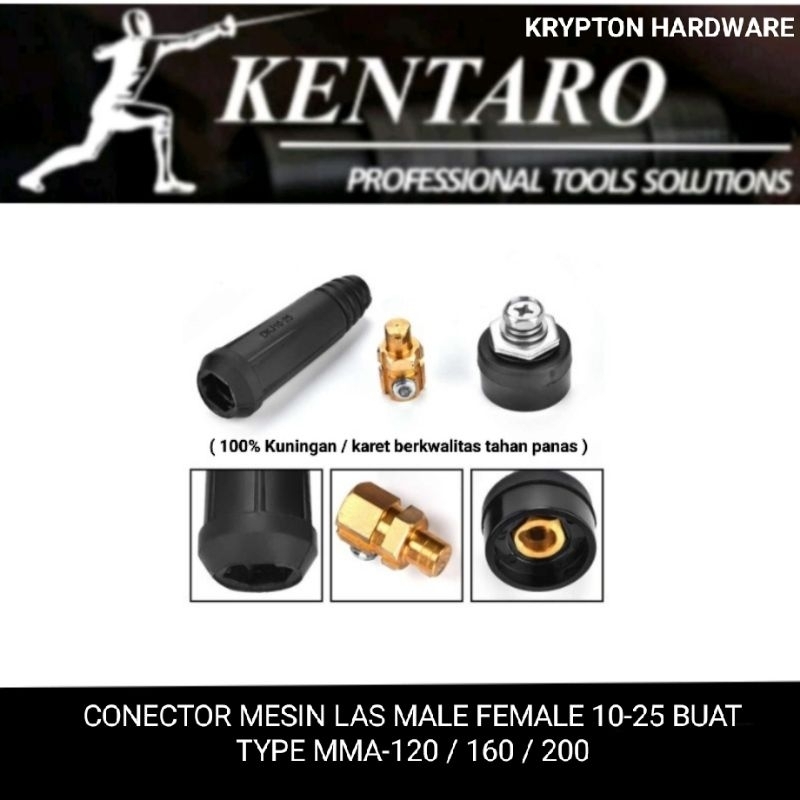 CONNECTOR TRAVO LAS / MESIN LAS SET MALE / FEMALE 10-25MM KENTARO
