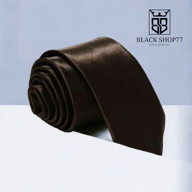 Dasi Pria Dasi Panjang Dasi Satin Polos Coklat Tua 3 Inchi 8 Cm