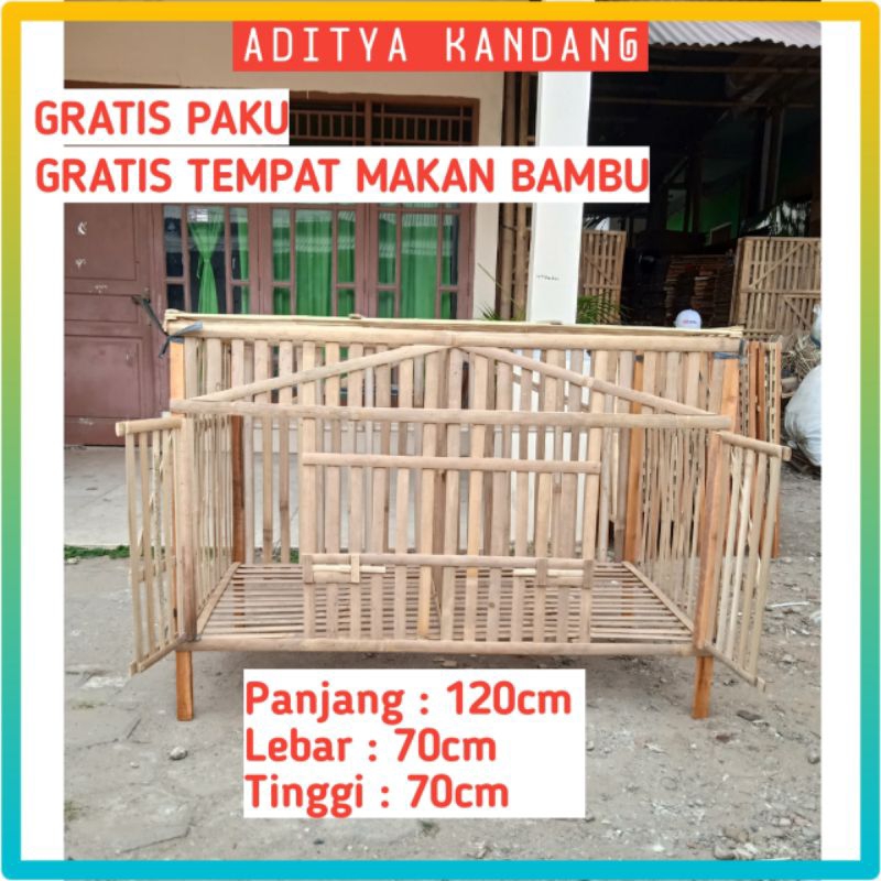 Kandang ayam bambu bongkar-pasang 2 pintu