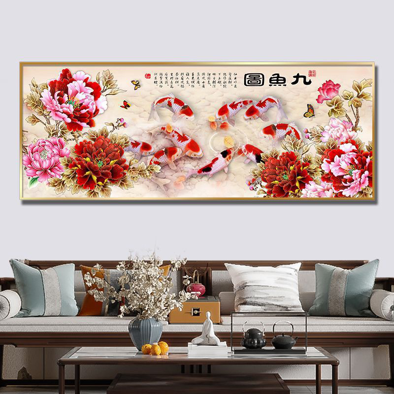 LUKISAN DINDING IKAN KOI PORCELAIN 5D DIAMOND