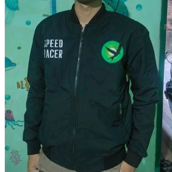 jaket bomber speed racer RPM warna hitam ukuran M L XL - jaket nascar bomber sunmori pria full bordi